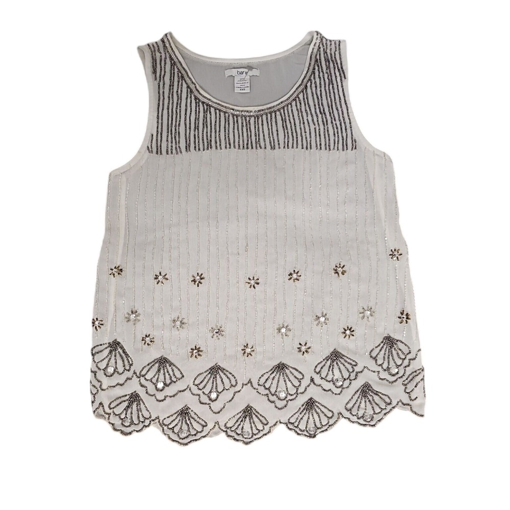 Bar III‎ Beaded Tank Top Sleeveless Party Top Embellished XXS